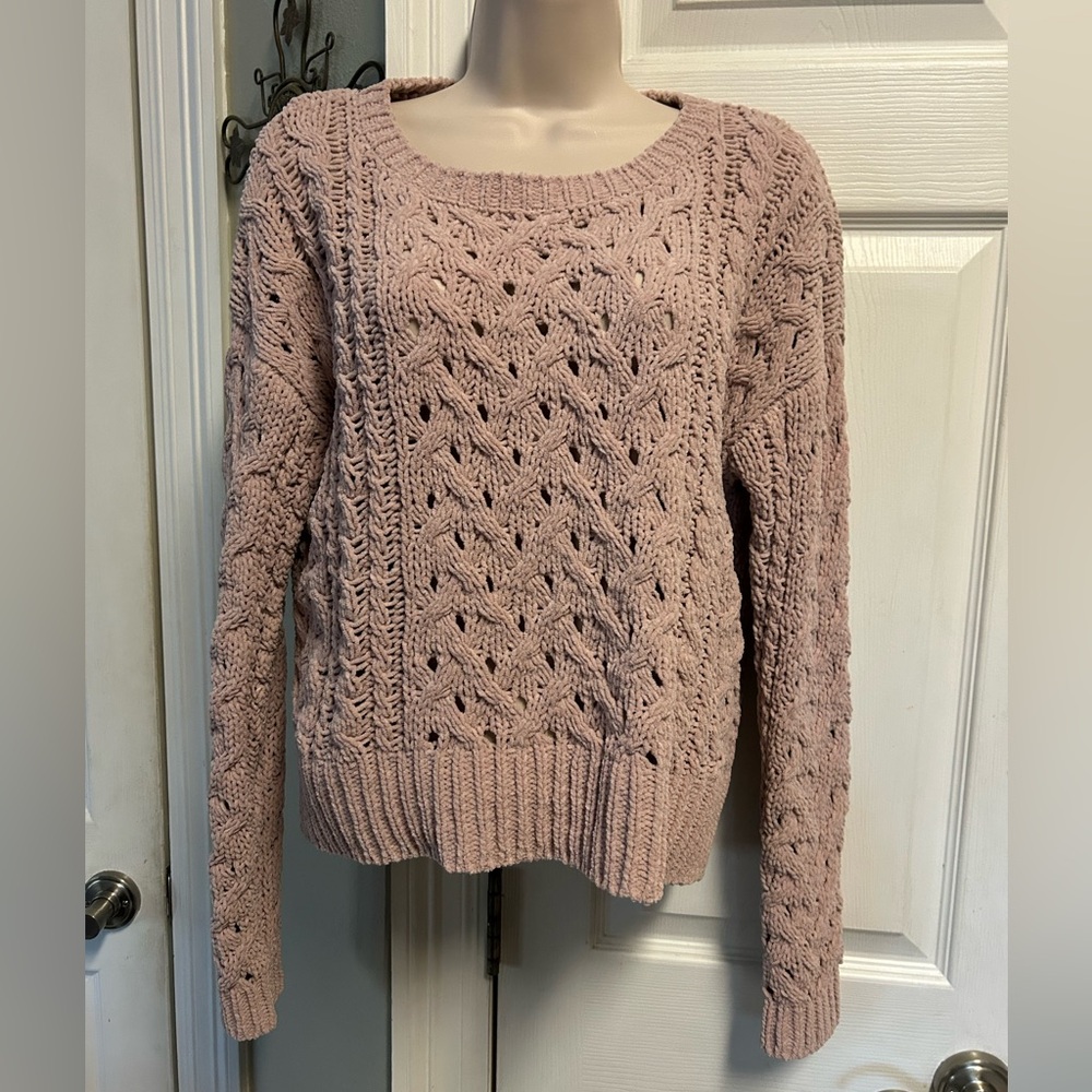 NWT AERO Women's Pink Buttery Soft Sweater Small Hygge Aeropostale Cozy Cable